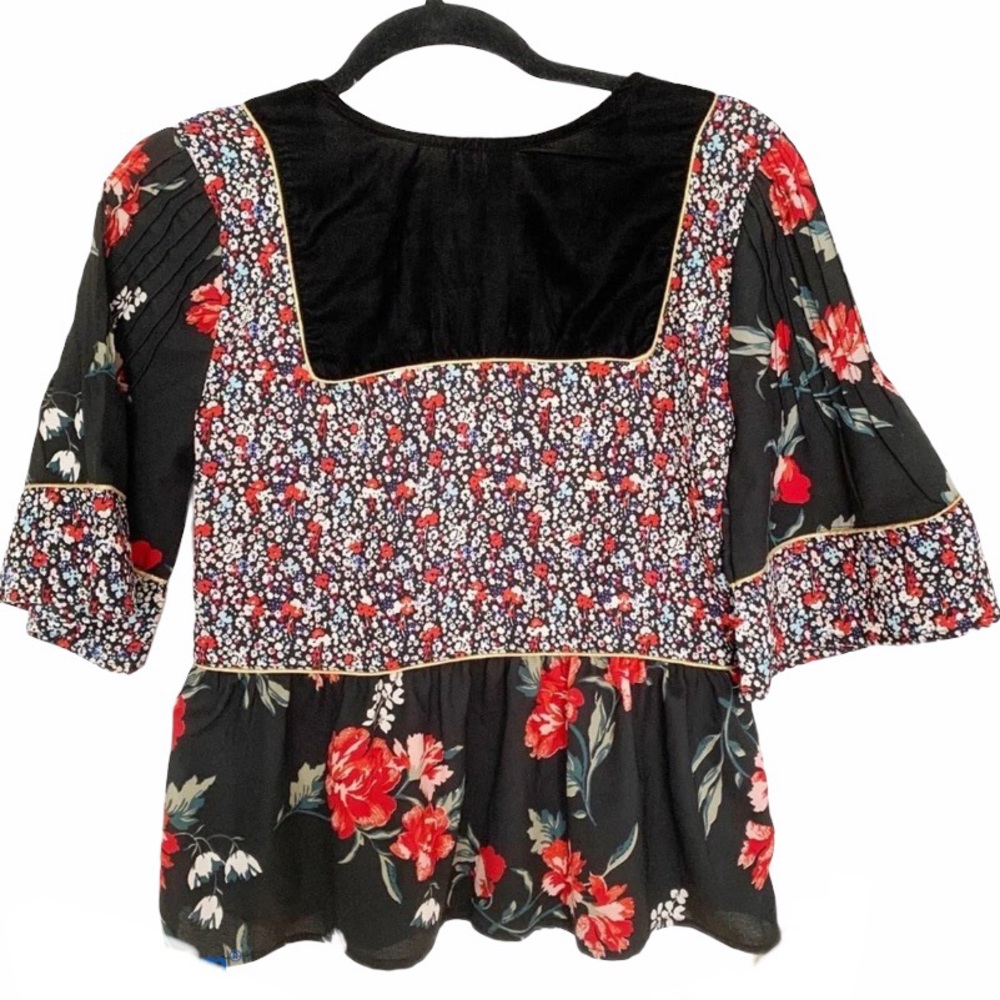 ANTHROPOLOGIE | Ban Jara Floral Velvet Boho Top - Picture 4 of 4
